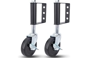SZLYYDS 2 Pack Gate Wheels for Wooden Gate, Heavy Duty Gate Wheel 4 Inch Spring Loaded Gate Caster, Rolling/Swing Gate Support Wheel with Universal Mount Plate, 220 LBS Capacity