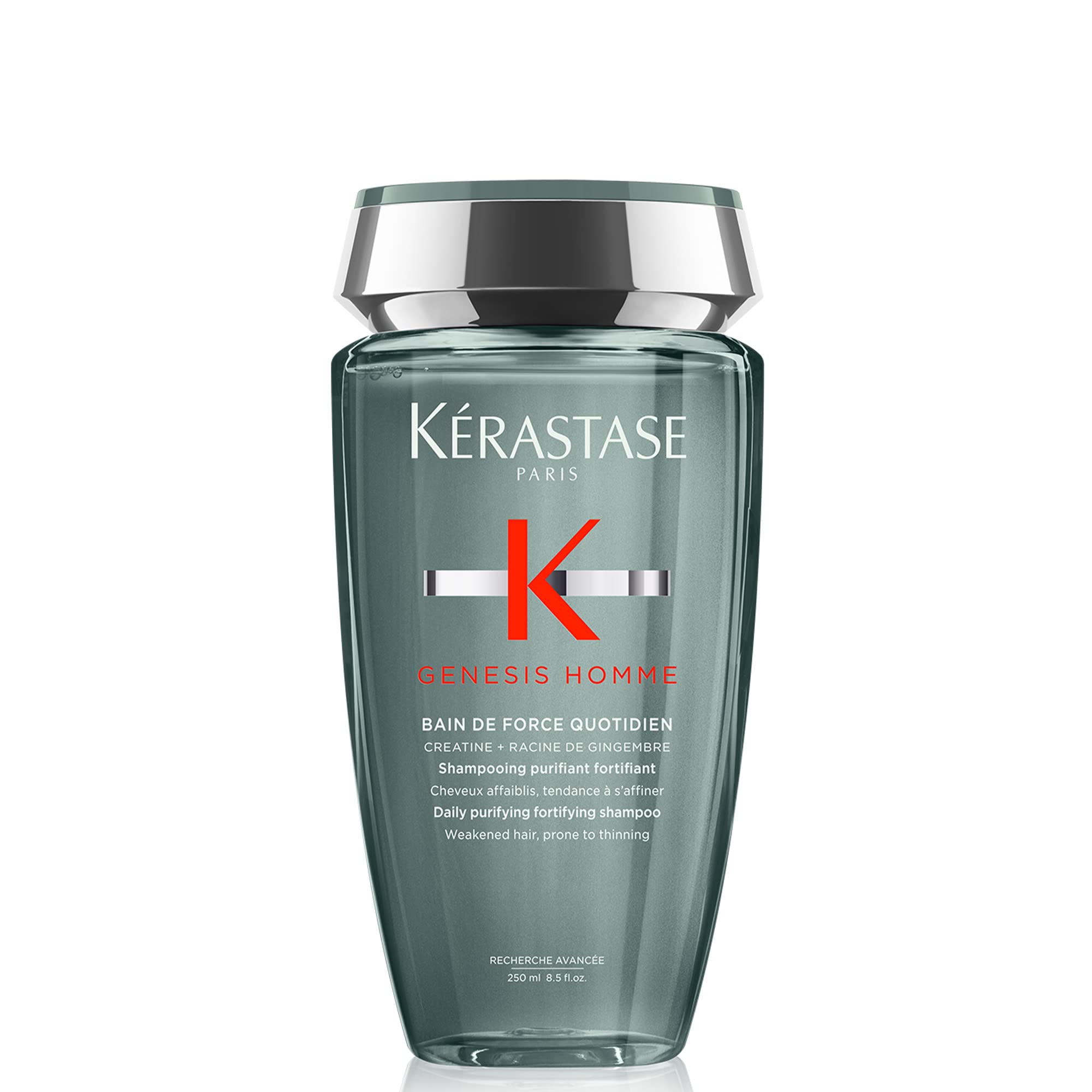 Kérastase Genesis Homme Men’s Shampoo, Daily Purifying Fortifying Shampoo, Re-energising for Scalp & Facial Hair, Bain de Force Quotidien, 250 ml