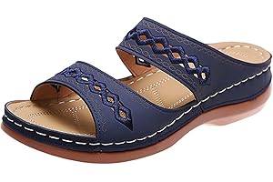 GENERIC Lausiuoe Sandals Women Dressy Summer Flat Flip Flops Comfortable Walking Orthopedic Slippers Arch Support Orthotic Slides