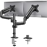 HUANUO Dual Monitor Mount up to 32 inches Screens, Taller Monitor Stand Hold 19.8lbs, Dual Monitor Arm Desk Mount Easy Adjustable with Tilt, Swivel, Rotation, VESA 75/100mm