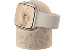 Comvin Charger Stand Compatible with Apple Watch Series 11 10 9 8 7 6 5 4 3 2 1 SE Ultra (49mm 46mm 45mm 44mm 42mm 41mm 40mm 38mm), Silicone iWatch Charging Dock Supports Nightstand Mode, MilkTea