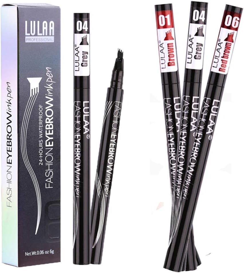 [3 Pack] Tattoo Microblading Waterproof Eyebrow Pen with 3Colors,Permanent Smudgeproof Brow Pencil with Four Tips,Eyebrow Tint for Make-up Stays On All Day. …