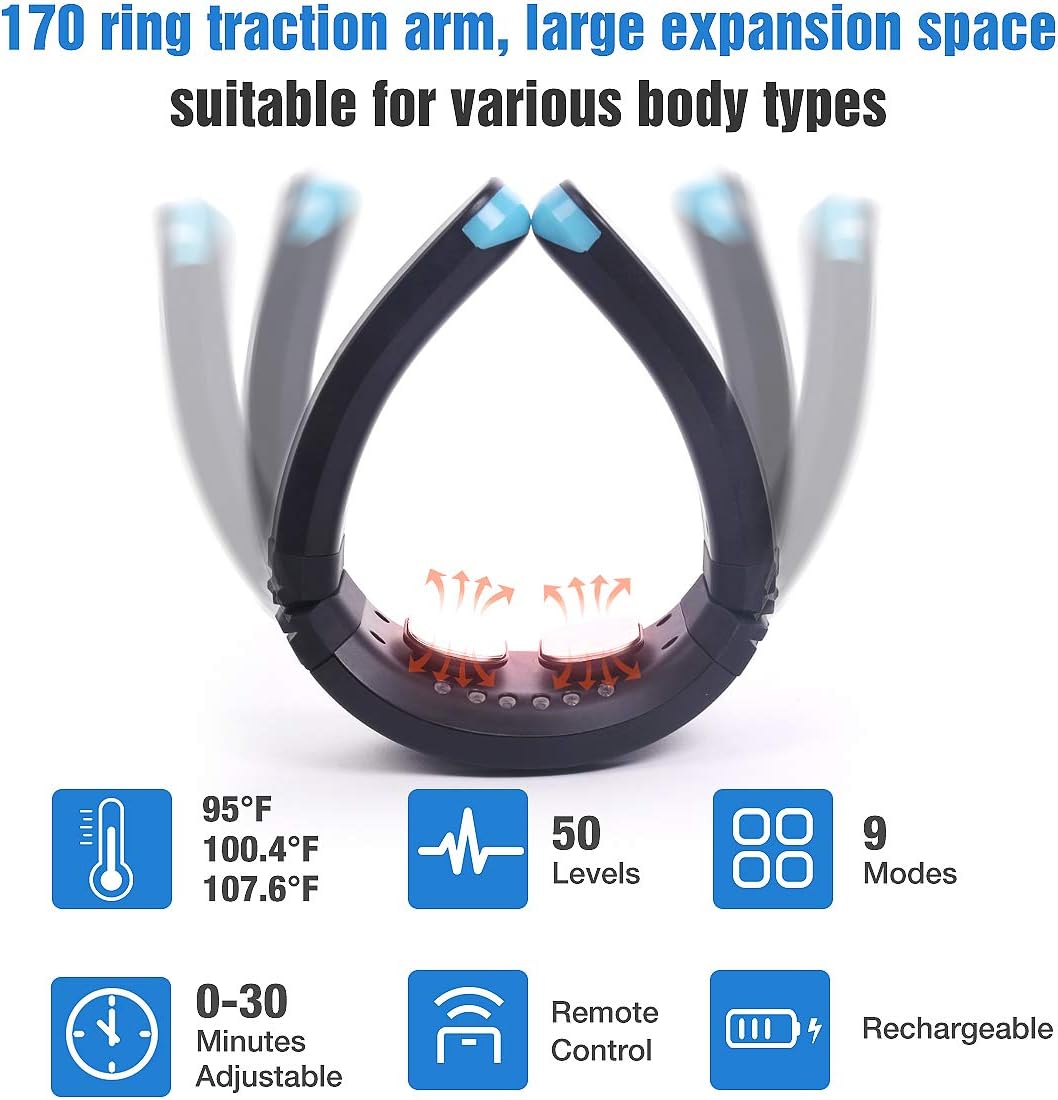 OSITO FDA Cleared|Neck Massager with Heat, Intelligent Portable Device 9 Modes 50 Levels Strength Neck Massage Equipment, Deep Tissue Massage Trigger Point for Office Home Sport: Health & Personal Care