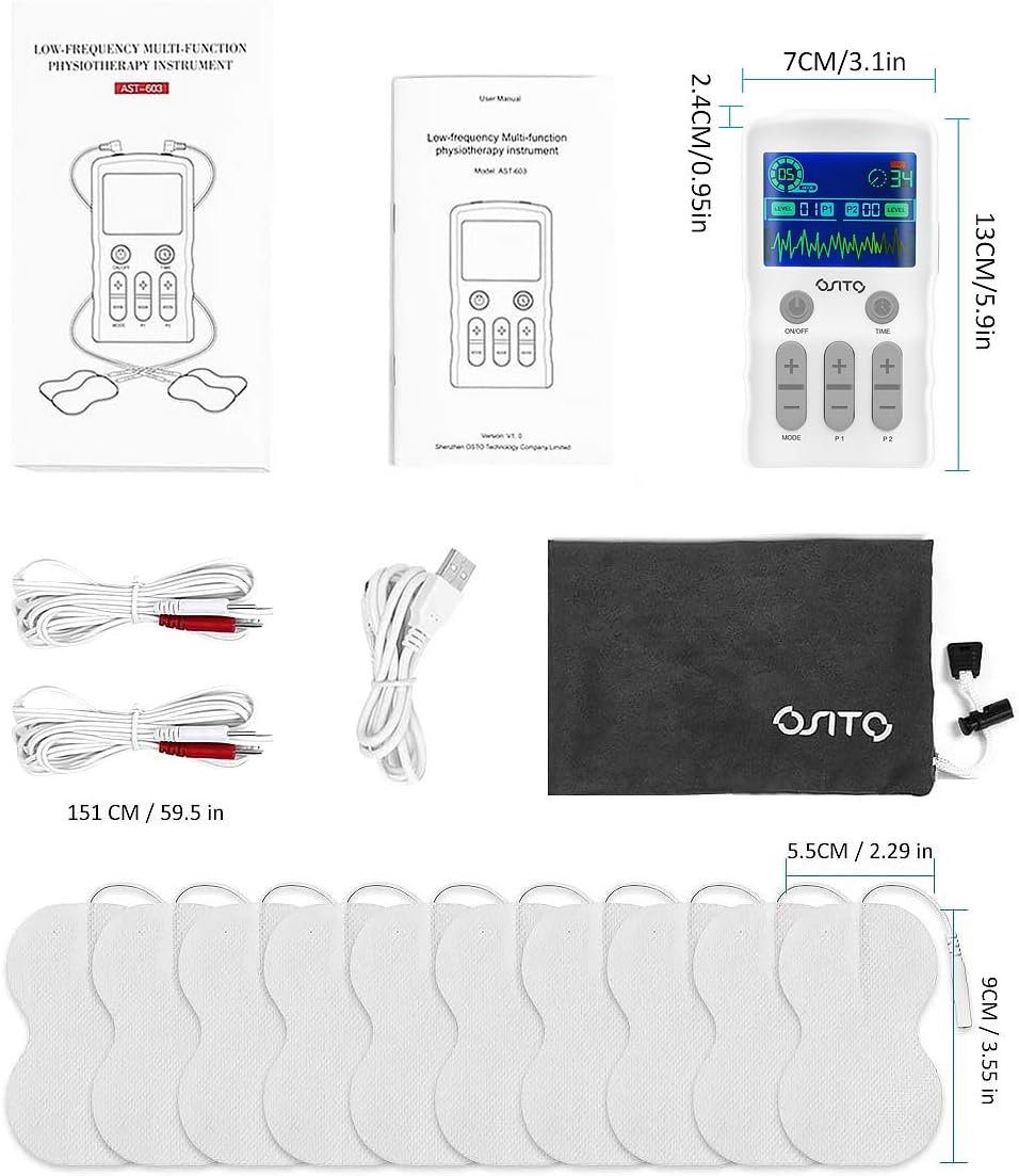 TENS Unit Muscle Stimulator OSITO Dual Channel Electric Pulse Massager with Color Display TENS Machine Muscle Therapy 25-Mode 50-Intensity 10 Electrode Pads for Pain Relief: Health & Personal Care