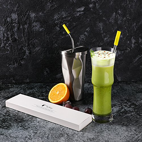 image for Tapleap Stainless Steel Metal Straws With Silicone Tips and Long Brush