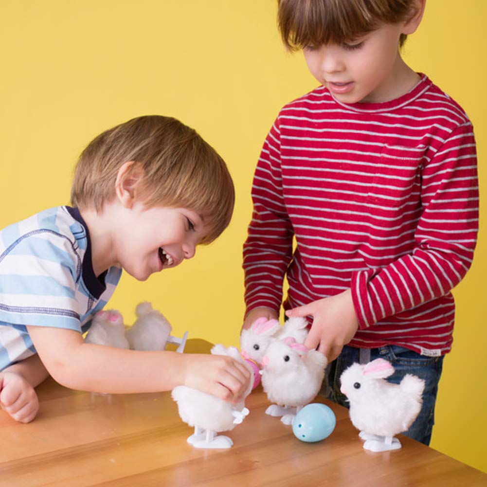 3 otters Wind Up Toy, Easter Toy Wind-Up Jumping Rabbit Plush Rabbits Toys Novelty Toys for Party Favors , White and Pink, 12 PCS