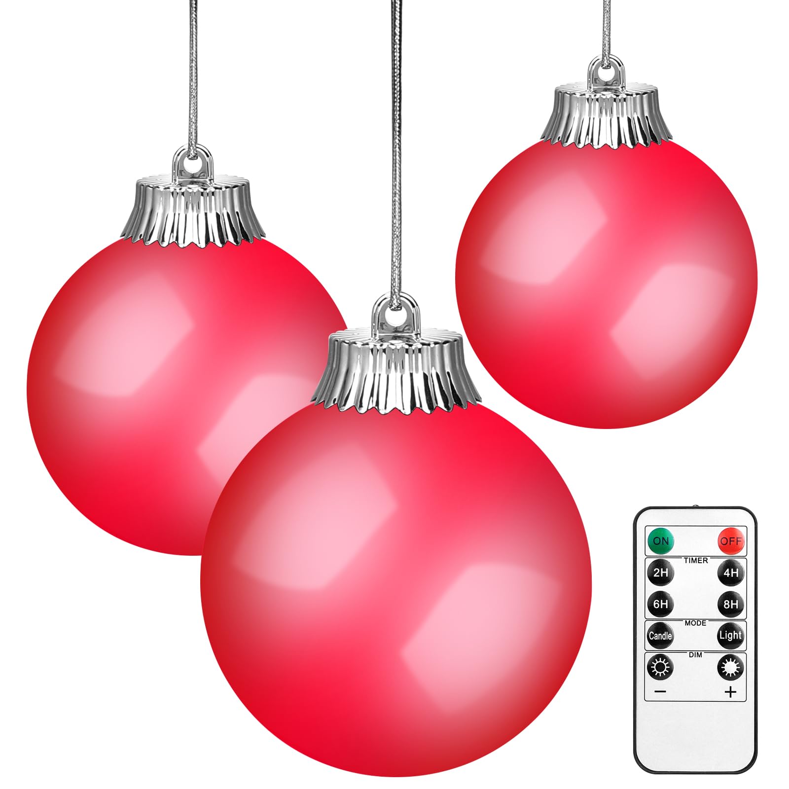 Photo 1 of 3PCS Outdoor LED Ornament, 5 Inch Red Christmas Balls Outdoor Christmas Tree Decorations Outdoors Tree Ornaments Hanging Christmas Decoration for Christmas Tree Porch Yard