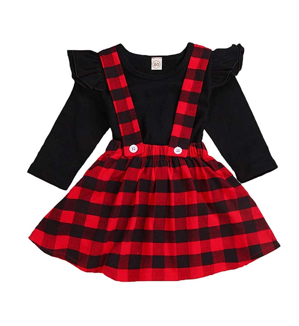 red plaid overall dress