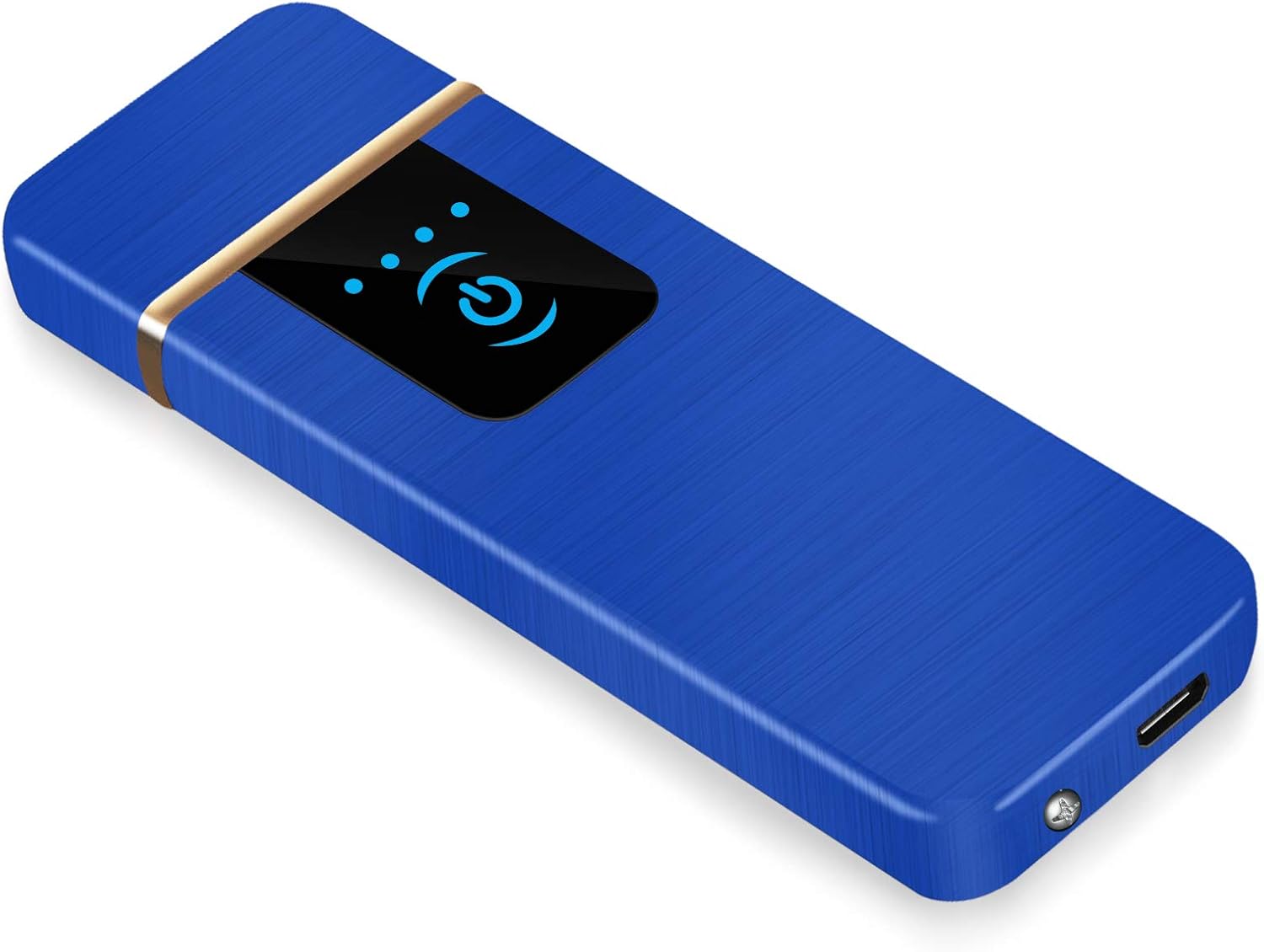 Auratrio Rechargeable USB Lighter Electric Lighter for Cigarette, Grill, BBQ, Camping, Home, Kitchen, Candles, with LED Display, Fingerprint & Windproof & Flamess (Blue)