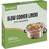 WZHSBSAQ Slow Cooker Liners, 60 Cooking Bags, Large Disposable Pot Liner Plastic Bags for 3QT to 8QT Slow Cookers, 13 in. x 21 in.