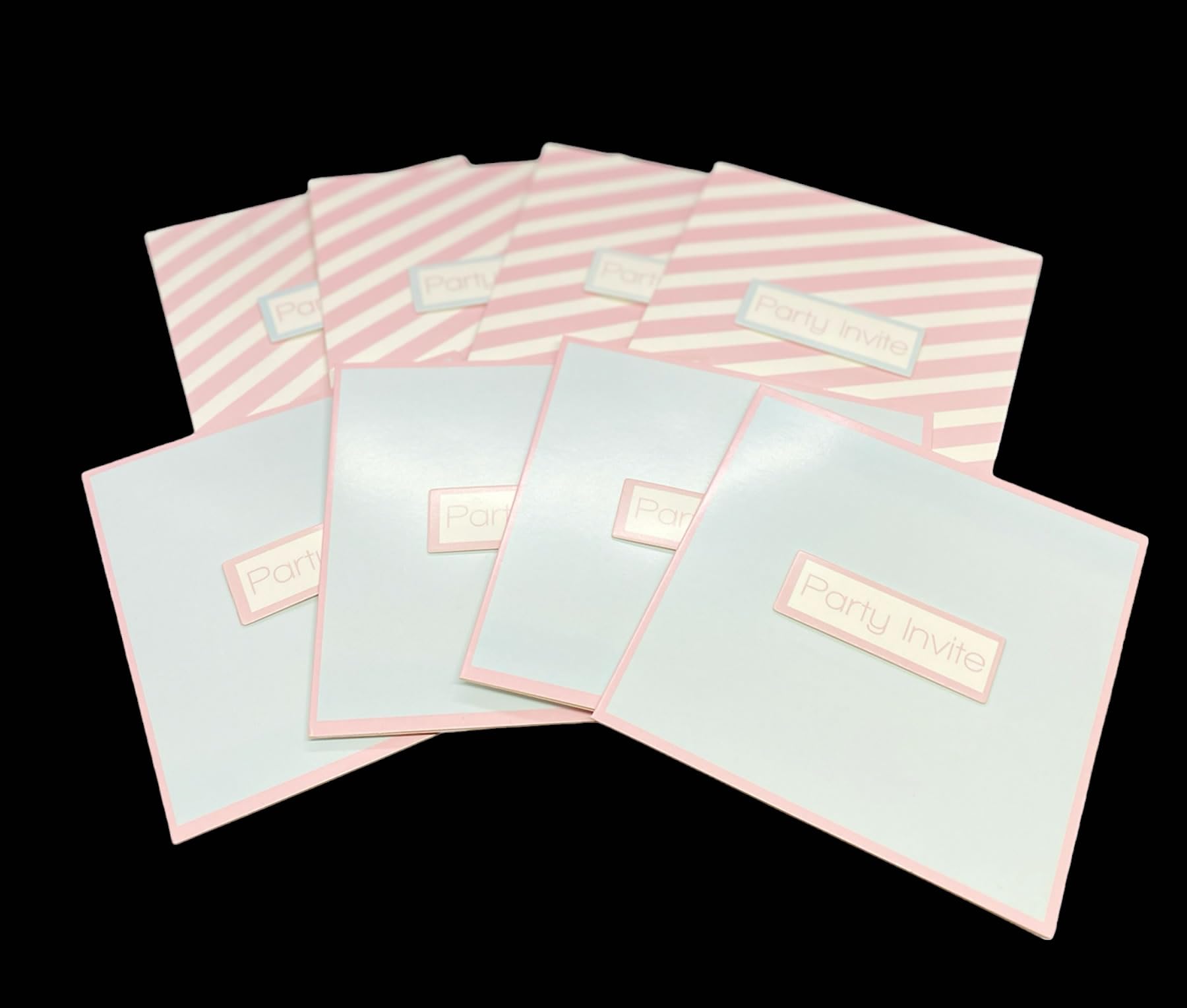 48 x Write Your Own Blank Invites Party Invitations Pastel Pink and Pale Blue Traditional Folded Card with Envelopes, Wedding, Baby, Bridal Shower, Princess Party, Female or Invite Girls Birthday