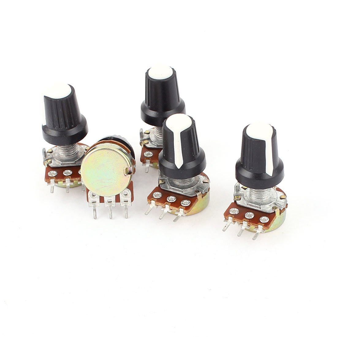 Sourcingmap New 5pcs 100K OHM 3 Terminal Linear Rotary Audio B Type Potentiometer