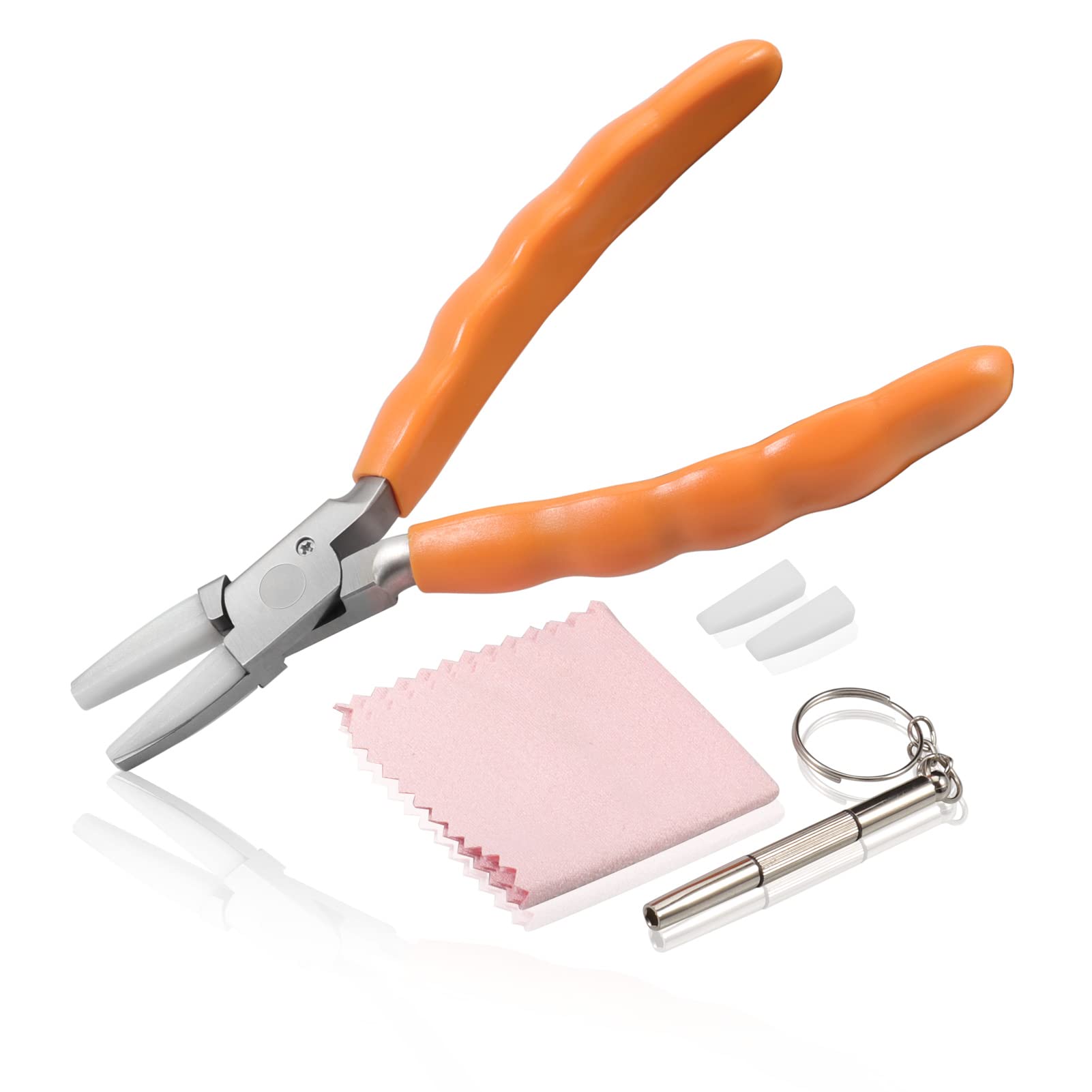 LEONTOOL 6 Inch Stainless Steel Flat Pliers - Eyeglasses Repair & Adjustment Tool with Nylon Jaw