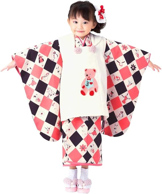 Amazon Modern Antenna 3歳 女の子 七五三 被布セット 7点セット 被布コート 着物 長襦袢 伊達衿 草履 巾着 髪飾り 足袋プレゼント 着物 浴衣 通販