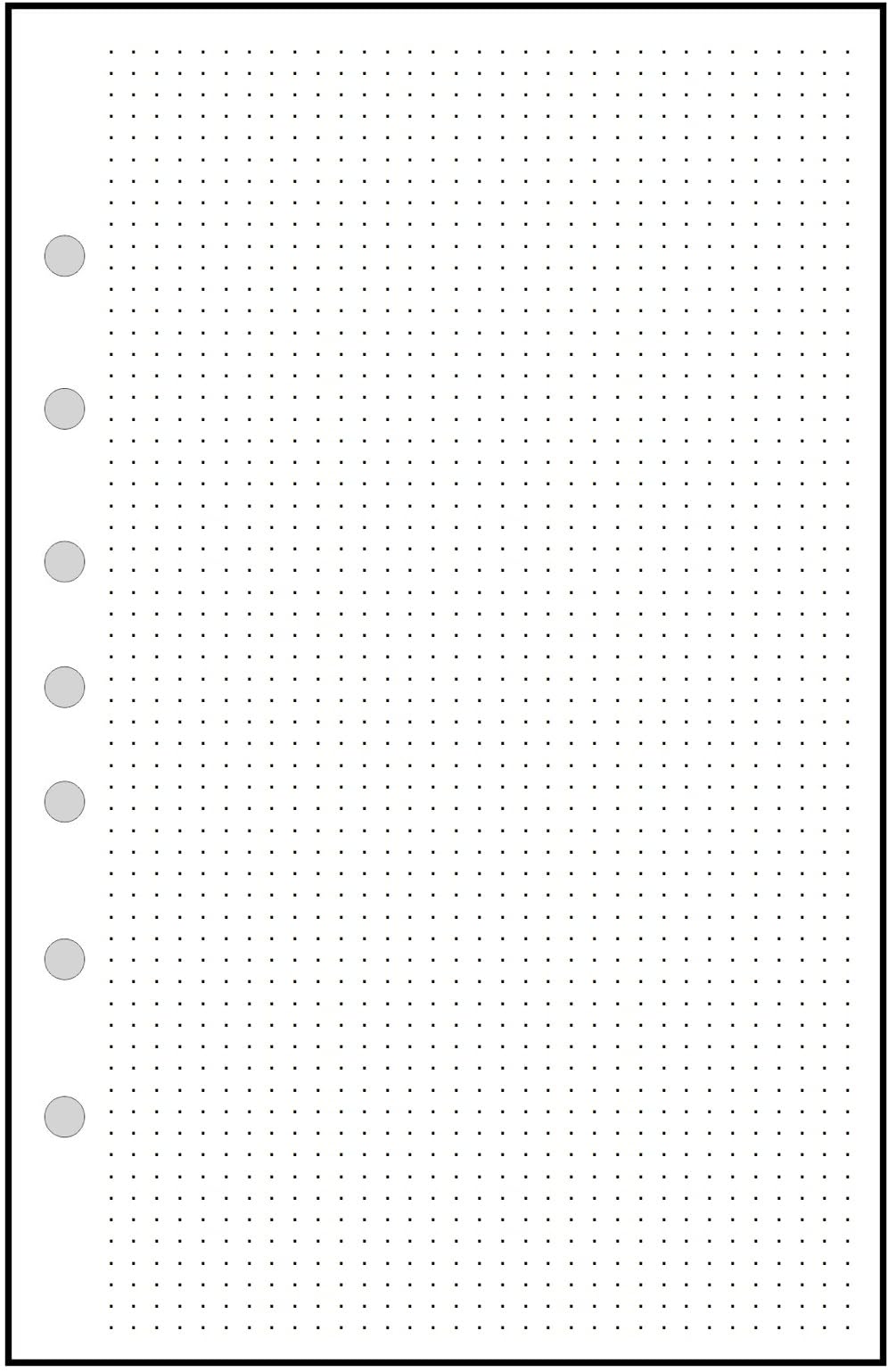 Classic Size Dot Grid Paper Refill, 0.125" (1/8”) Spacing, Sized and Punched with 7 Holes for 7-Ring Notebooks Such as Franklin, etc. (5.5" x 8.5")
