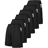 6 Pack Men's Athletic Shorts - Workout Gym Basketball Quick Dry Black Mens Shorts with Pockets for Casual Running