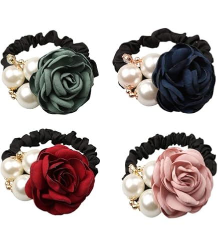 Amazon.com : FXQHAN 5PCS Korean Fashion Pearl Hair Rope Rose 