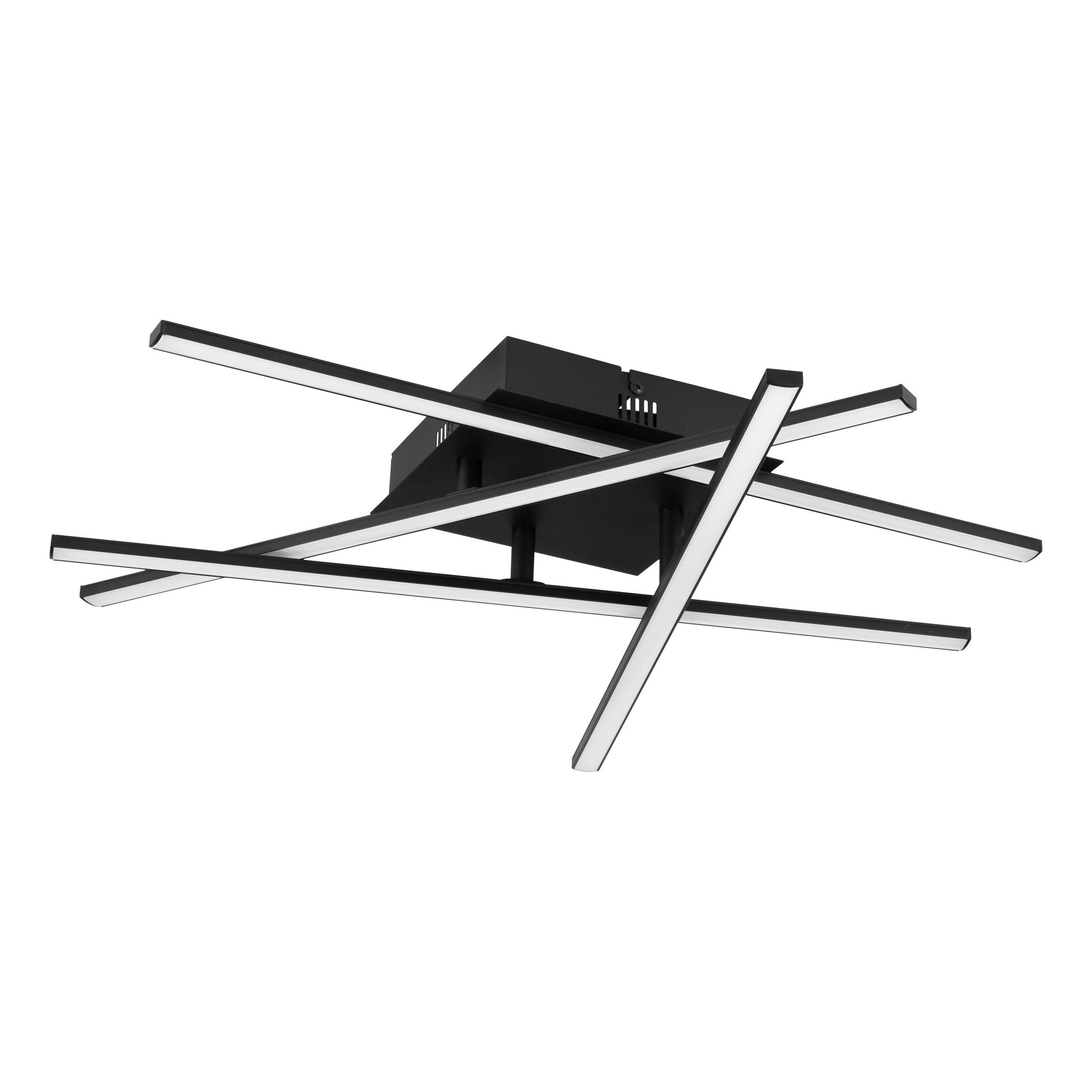Eglo LED Ceiling Light Lasana 3, 3-Light wall lamp Modern, Ceiling lamp Made of Steel in Black and Plastic in White, Living Room lamp, Warm White, L 50 cm