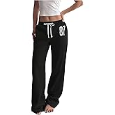 GORGLITTER Women's Low Rise Baggy Pants Wide Leg Sweatpants Lightweight Y2k Joggers Trousers Streerwear 2000s Pants