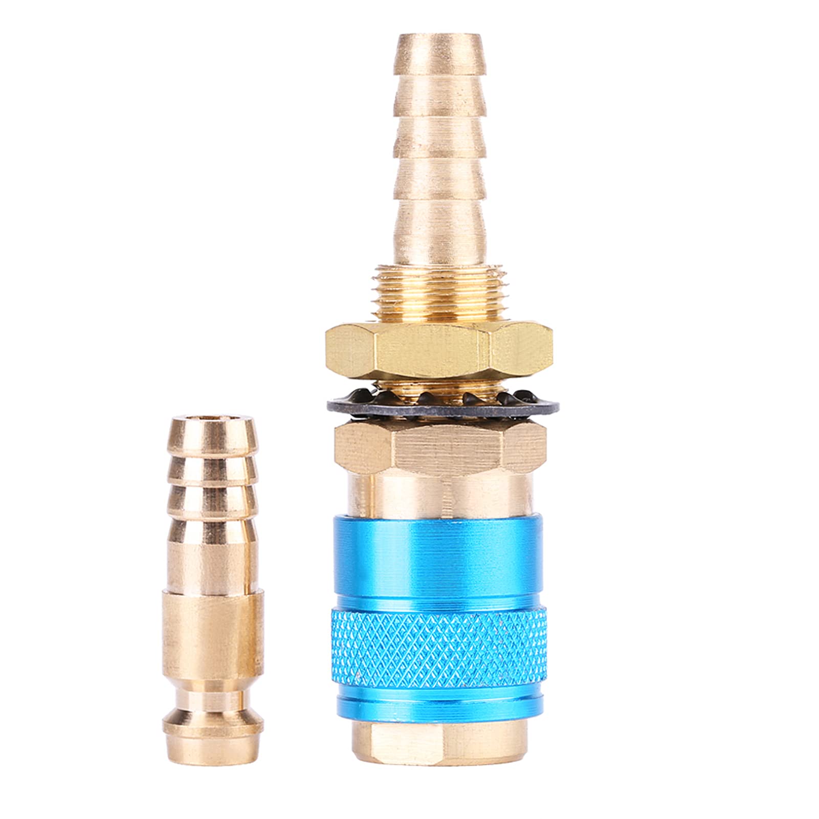 Hilitand Connector Fitting, Water Cooled and Gas Adapter, Quick Brass Hose Connector, Quick Fitting Hose Connector for MIG TIG Welder Torch (Blue)