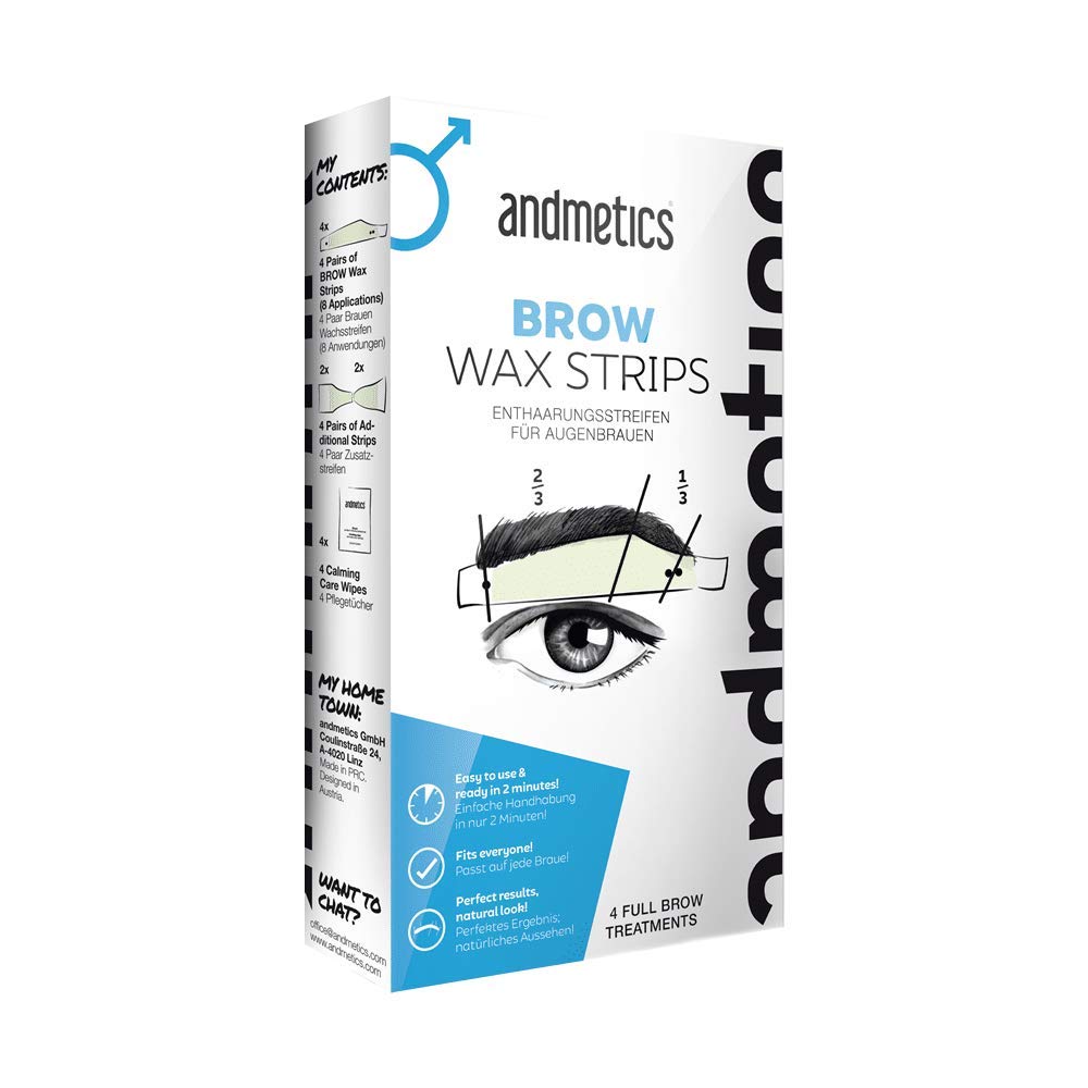 Andmetics Eyebrow Wax Strips for Men (4 Pair Wax Strips, 4 Pair