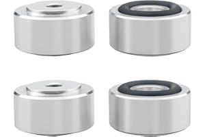 DUFRAY 4Pcs HiFi Speaker Spike Pads, Aluminum 0.8in*0.4in Speaker Isolation Feet, Audio Shock Absorber, Hi-end Stand Feet Turntable Isolators with Non-Slip Rubber for Amplifier DAC Subwoofer Recorder CD