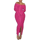 Sexy Button Down Dresses for Women Date Night Off Shoulder See Through Mesh Ruffle Bodycon Maxi Dress