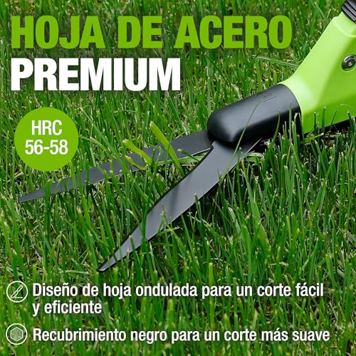 WORKPRO Tijeras Cortacésped Comfort Giratorias 360° para Diestros y Zurdos, Tijeras para Césped con 16 Posiciones de Corte, Mango Antideslizante Ergonómico, para Bordes de Jardín y Césped