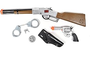 SUNNY DAYS ENTERTAINMENT Maxx Action Wild West Cap Play Gun Toy Blaster Play Set – 6 Piece Western Toys for Kids | Cowboy Sheriff Cap Blaster with Handcuffs | Ring Caps Sold Separately