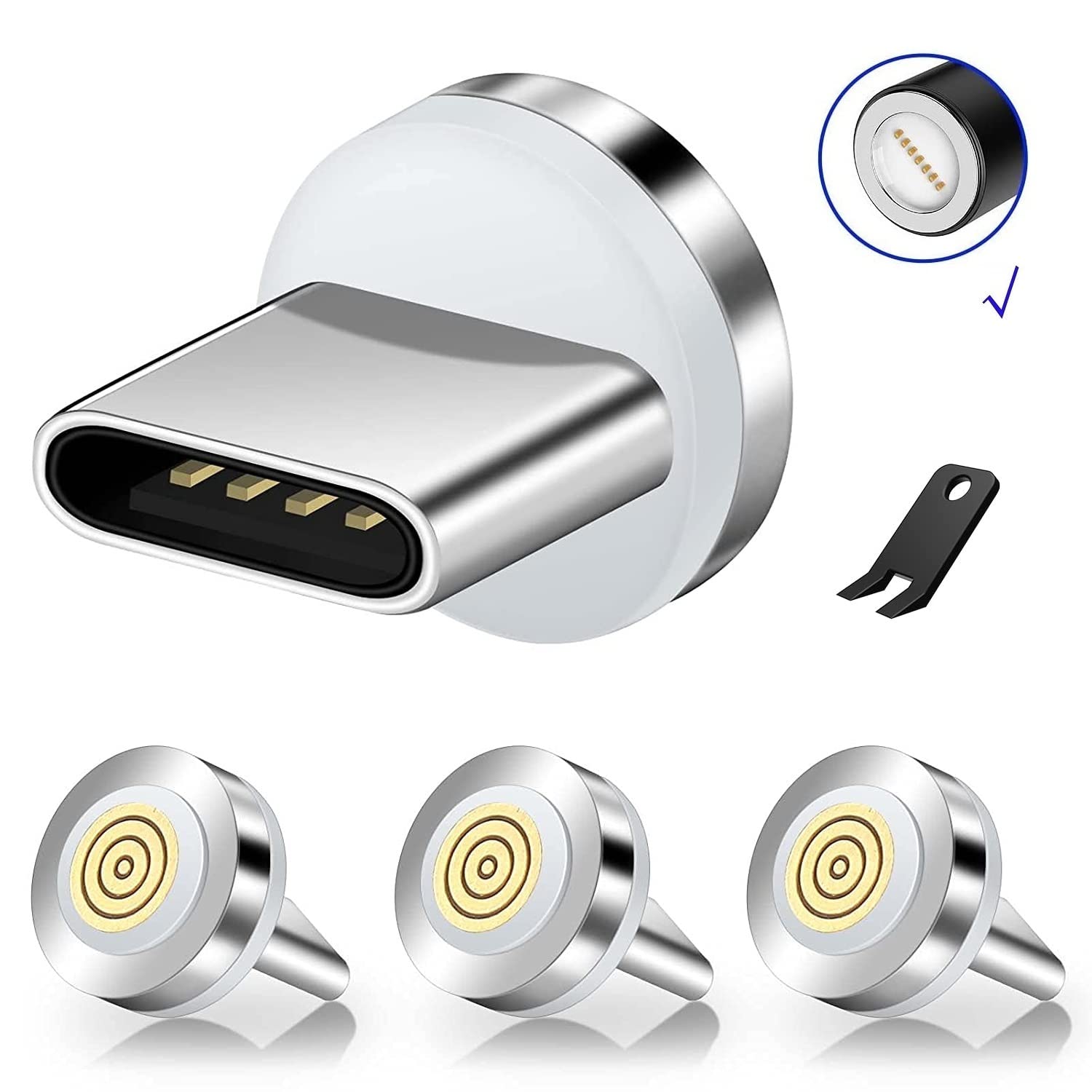 Boffdock 7-Pin Type C Magnetic Tips,4Pcs Magnetic Connector Tips Head for USB C Devices with 7 Contact Points without USB Cord