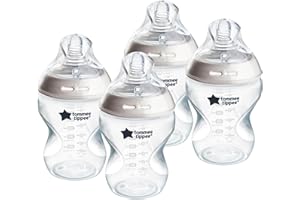 Tommee Tippee Natural Start Anti-Colic 9 oz BPA Free Baby Bottles, 0+ Months, Slow Flow Breast-Like Nipple, Self Sterilizing, Designed for Seamless Transition Between Bottle & Breast, Clear, Pack of 4