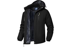 Rdruko Men's Ski Snow Jacket Waterproof Winter Insulated Fleece Hooded Outdoor Mountain Coat