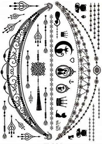Yeeech Temporary Tattoos Sticker Kitty Necklace Earring Crown Jewelry Sexy Products for Women Waterproof
