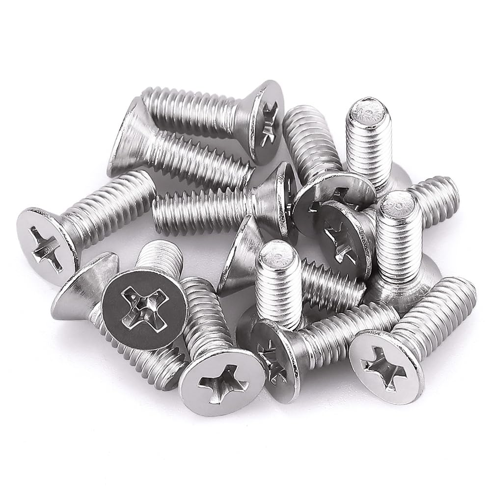 Photo 1 of #6-32 x 1/2" Flat Countersunk Head Machine Screws, Phillips Drive, 304 Stainless Steel 18-8, Full Thread, Coarse Thread UNC, 100 PCS