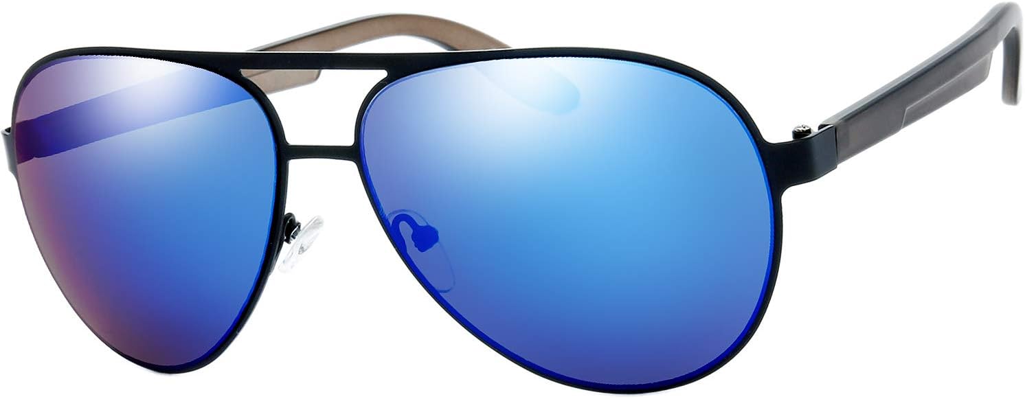 The Fresh Steel Leather Frame Real Revo Mirror Lens Active Aviator Sunglasses Gift Box