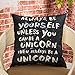 Fjfz Rustic Farmhouse Décor Always Be Yourself Unless You Can Be a Unicorn Inspirational Sign Nursery Decoration Cotton Linen Home Decorative Throw Pillow Case Cushion Cover for Sofa Couch, 18