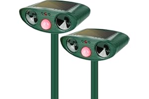 SAILHOME 2 Pack 2024 Solar Ultrasonic in Repellent Defender Rat, Squirrel, Deer, Raccoon, Skunk, Rabbit, Mole, Dog, Cat, Waterproof with Motion Detector