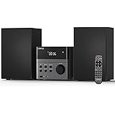 Home CD Stereo Shelf System, 30W Micro HiFi System with Bluetooth | CD Player, FM Radio, USB Playback, AUX-in, Headphone Jack, Remote Control, DSP