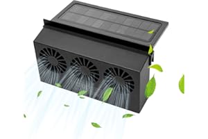 Torcarvh Car Exhaust Fan Solar Power Car Window Exhaust Fan Auto Ventilation Fan Car Radiator Cooling Fan with Three Air Outlet Car Vent Cooler Solar Vent Fan for Car(Black)