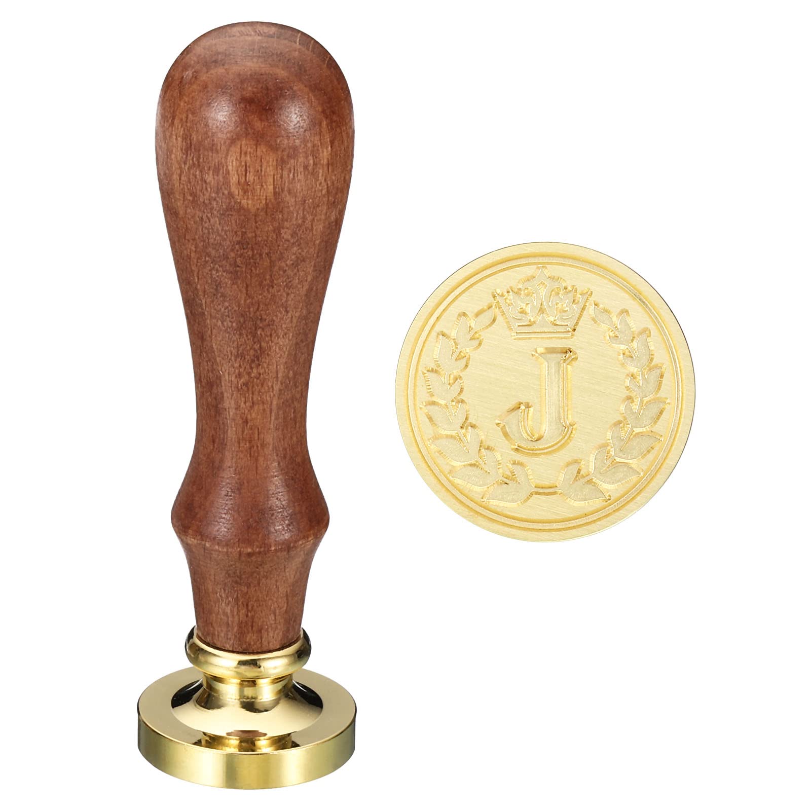 PATIKIL Alphabet J Wax Seal Stamp, Initial Letter Sealing Wax Stamp Classic Retro Removable Brass Head Wooden Handle for Envelope Invitation Cards, Style 4