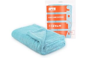 SPTA The Liquid8r - Absorbent 70/30 Blend Microfiber Drying Towel for Cars, Trucks, SUVs, Safe for Detailing + Scratch Free, Twist Loop, 1100gsm, 26.8in x 36.2in, Aqua Blue-MT037