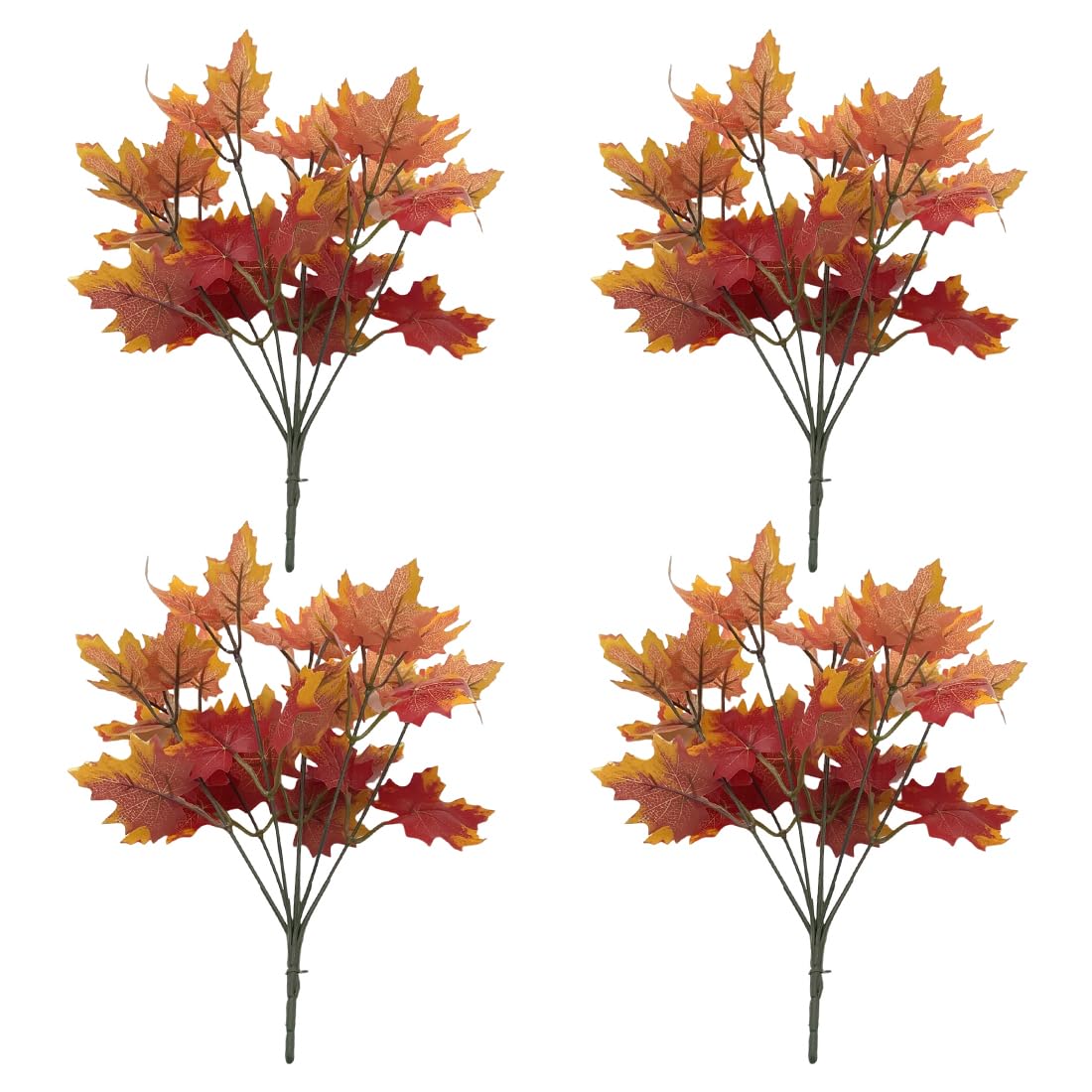 4 Bunches Artificial Autumn Decorations Maple Leaf Fake Plants Leave Stems Artificial Flowersfor Fall, Fake Indoor Outdoor Greenery for Thanksgiving Christmas Wedding Party Home Garden Décor
