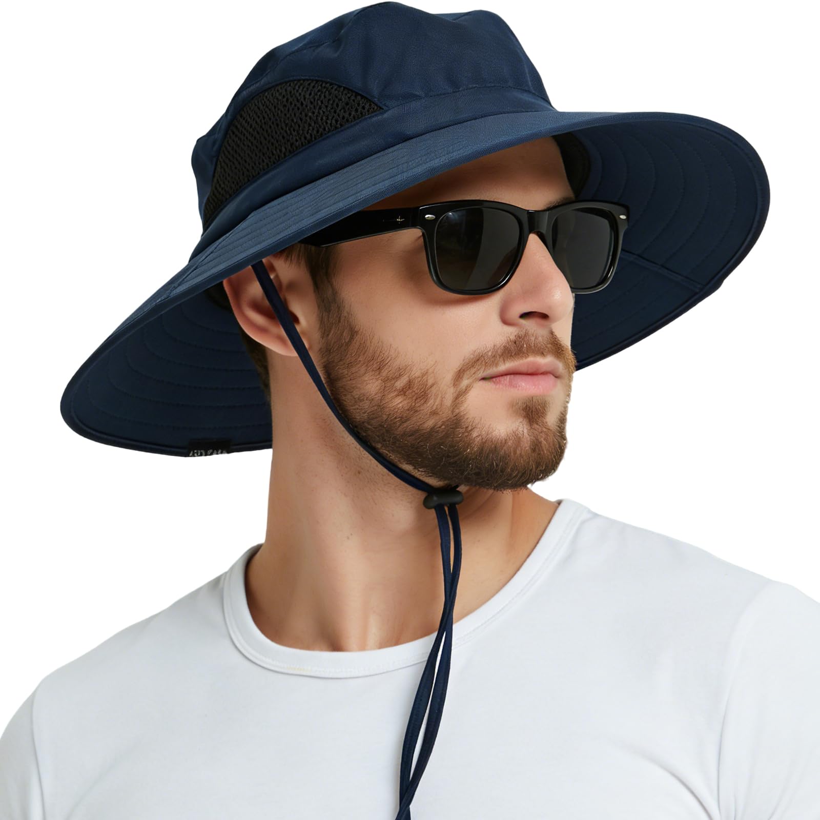 EINSKEY Wide Brim Sun Hat, UPF 50+ UV Protection Waterproof Packable Bucket Hat for Men & Women, Fishing Hiking Beach Garden Navy Blue