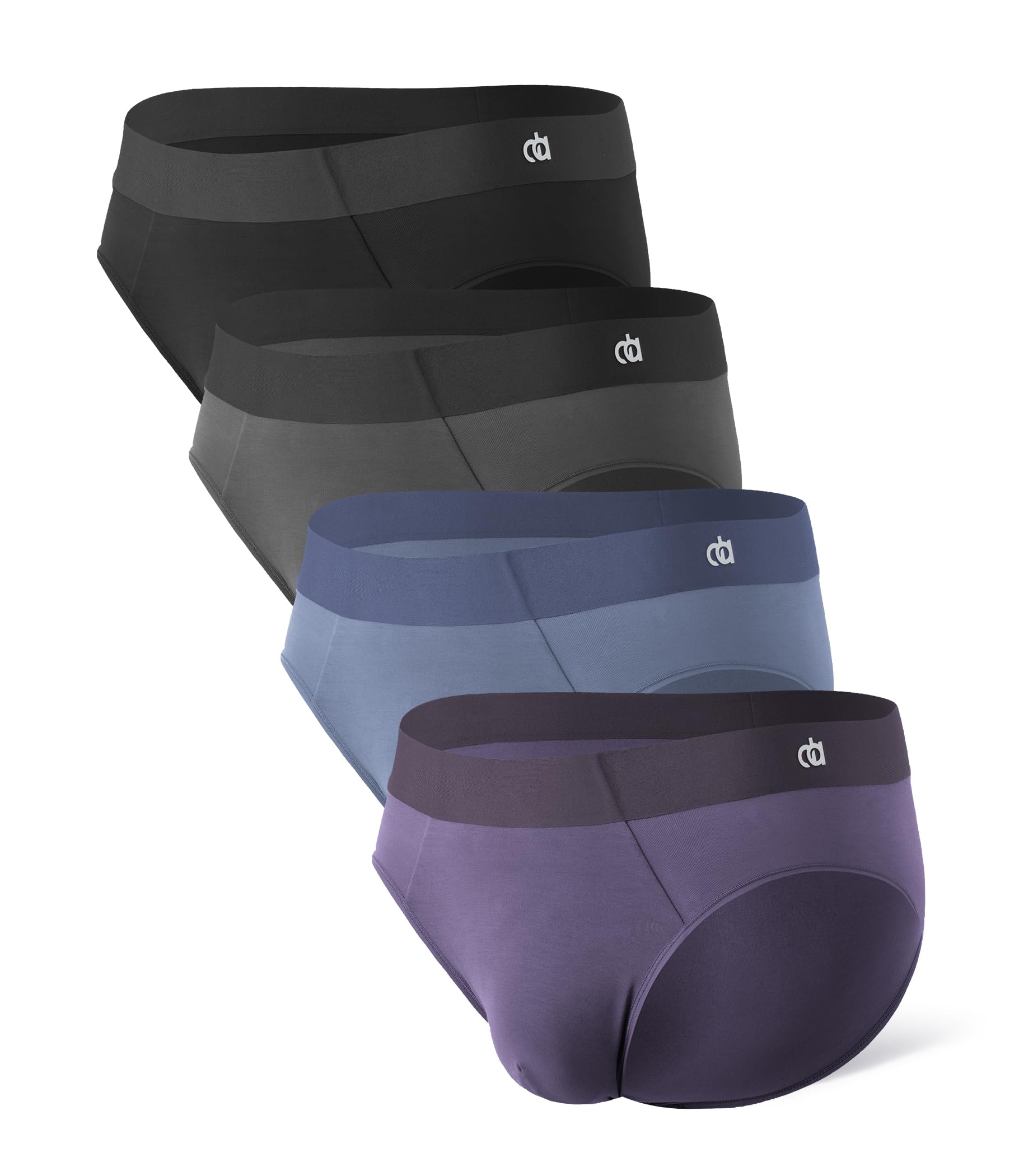 Photo 1 of DAVID ARCHY Seamless Men's Briefs Modal Ultra Soft Breathable No Fly Support Pouch Mens Underwear Briefs 4 Pack?M,Grey blue/black/dark grey/grey purple?