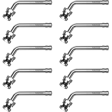 10 Pernos De Vástago De Válvula De Neumático Cortos | Aluminio Con Tapa Cromada, Junta De Goma | Para Coche, Moto, Quad, Remolque