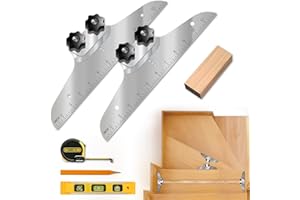 NAACOO Stair Tread Template Tool, Stair Measuring Tool, Tread Jig Set - with Level & Tape Measure & Carpenter Pencil, Suitable for Risers and Partitions.