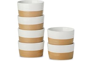 Tikooere Ramekins 4 OZ Oven Safe,Set of 6 Ceramic Creme Brulee Ramekins,Mini Dessert Bowls for Souffle,Dipping Sauce,Ice Cream,Pudding and Charcuterie,Microwave & Oven Safe,Patchwork White
