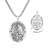 VASSAGO Saint Christopher Necklace St Christopher Medal Pendant Amulet Necklace Religious Protection Jewelry for Men Women