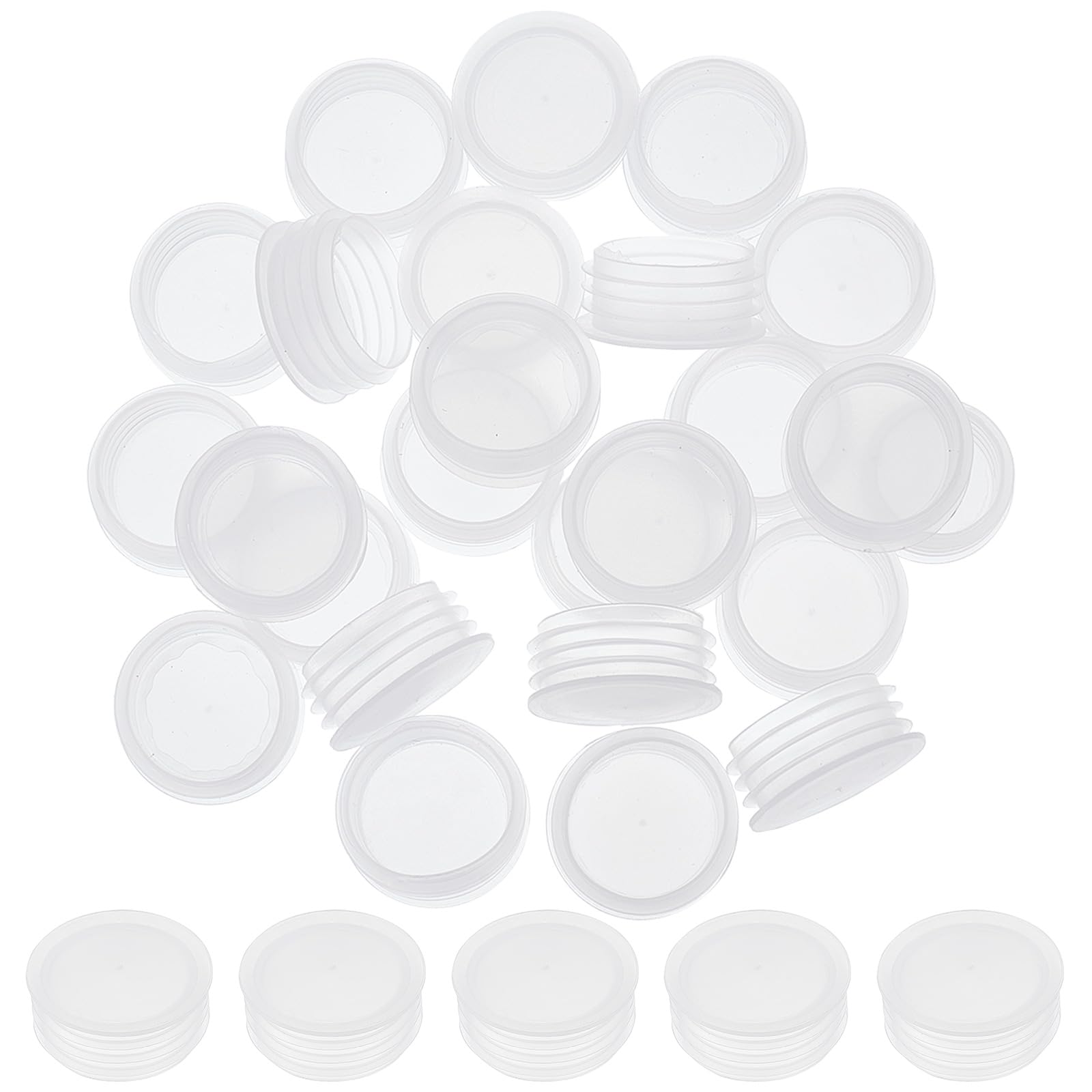 GORGECRAFT 25Pcs Salt and Pepper Shaker Stoppers Clear Replacement Stopper Plastic Round EndCap 20mm Inner Diameter Reusable Column Plug for Common Bottles Flower Pots Pipes — image 1