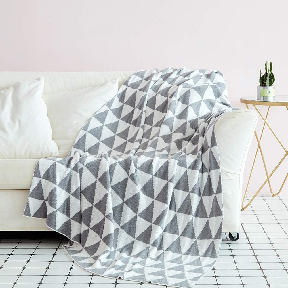 Decoratif Canape Housse Drap De Lit Chale Serviette De Plage Pour Bebe Bureau Climatisation Sieste Voiture Voyage Maison Gray 90 Gsjj Doux Jetes Couverture Tricot Coton Motifs Geometriques 110cm Jetes De Lit Linge De
